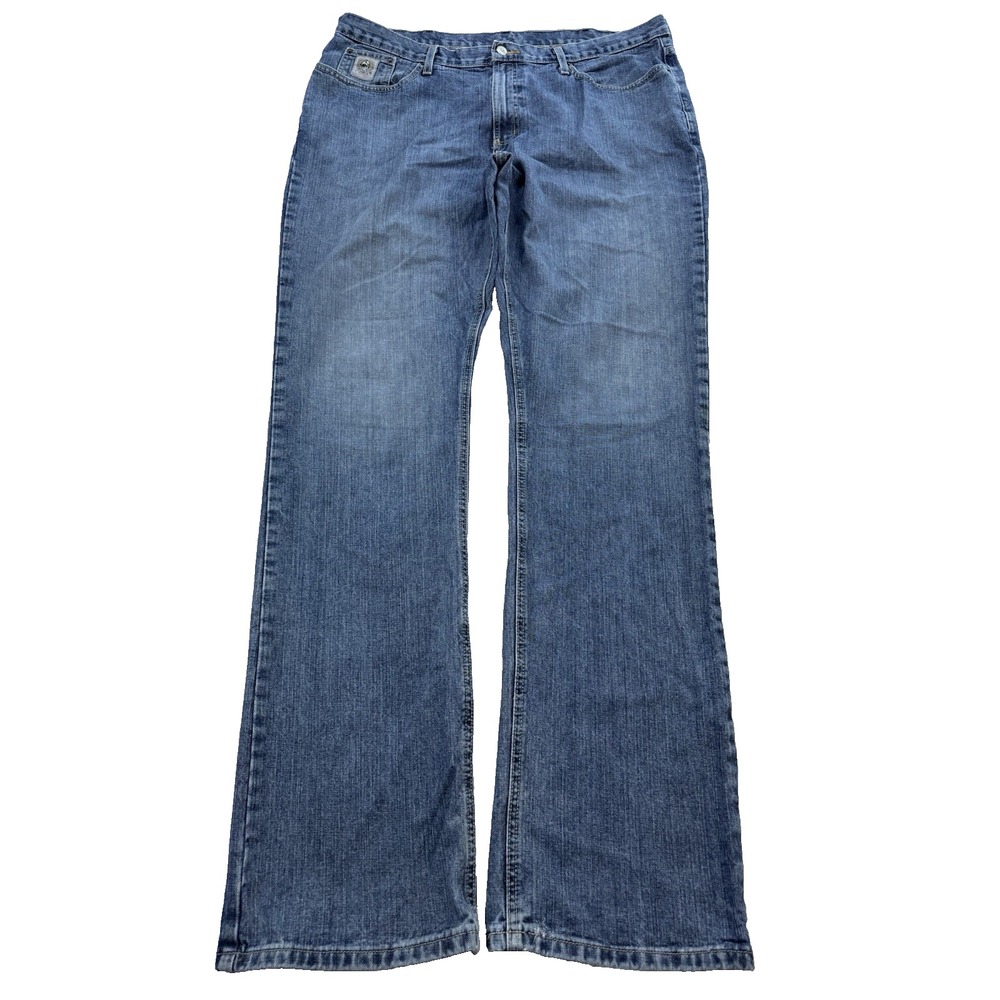 Cinch Jeans Men 40x38 Blue Relaxed Straight Distress Whisker Denim White Label